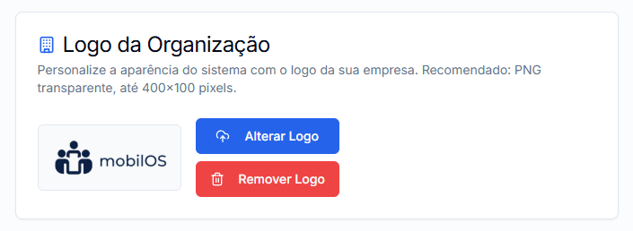 Pré-visualização do logo da organização após o upload.